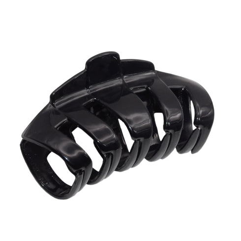 Parcelona French Tubular Black 3" Hair Claw Clip, Celluloid Covered Spring No Slip Grip for Women