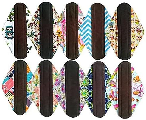 JOBEBE 10PCS 14 Inch Overnight Cloth Reusable Washable Menstrual Pads Sanitary Pads