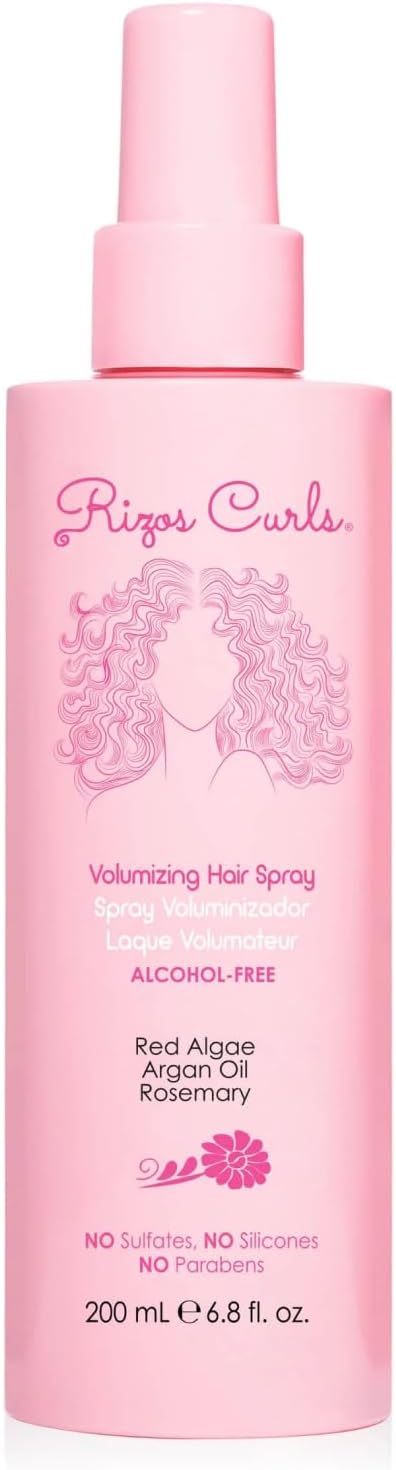 Rizos Curls Alcohol-Free Volumizing Hair Spray, Touchable Hold Without Crunch, Infused with Rosemary & Argan Oil