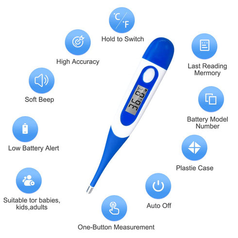 Berrcom Digital Thermometer for Adults, Oral and Underarm Thermometer for Baby and Kids, Medical Thermometer with Fever
