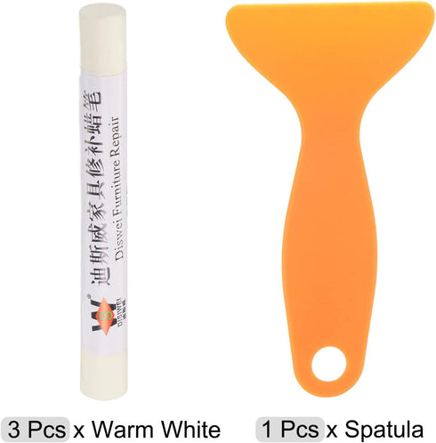 Wax Filler Stick, 3pcs Wooden Repair Wax Fill Sticks with Spatula for Furniture Touch Up Kit