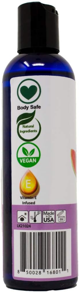 Watermelon Flavored Massage Oil for Couples – Edible Massaging Lotion with Vitamin E, Sweet Almond, Coconut Oil, 4 oz