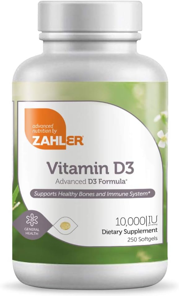 Zahler Advanced Vitamin D3 10,000 IU Softgels, 250 Count - Kosher Vegetarian Friendly for Immune Support