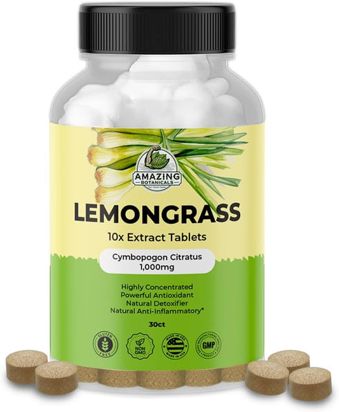 Lemongrass 10X Extract Tablets 1,000mg Each - Organic Cymbopogon Citratus Antioxidant Supplement for Immunity Boosting