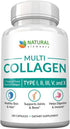 Multi Collagen 180 Protein Capsules - Type I, II, III, V, X Collagen Pills - 2025mg per Serving