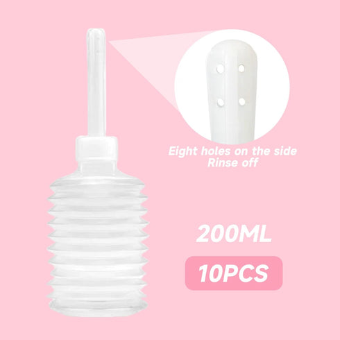 Wilafury 10Pcs 200ml Douche Bottles for Women, Disposable Vaginal & Anal Applicator, Eco-Friendly Flexible Cleaner