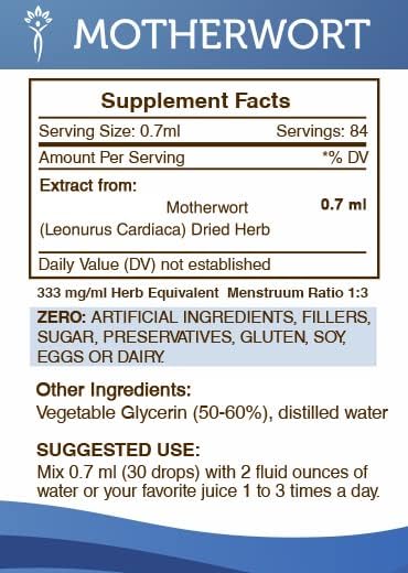 Secrets of the Tribe Motherwort Tincture - Alcohol-Free Liquid Extract, 2 FL OZ