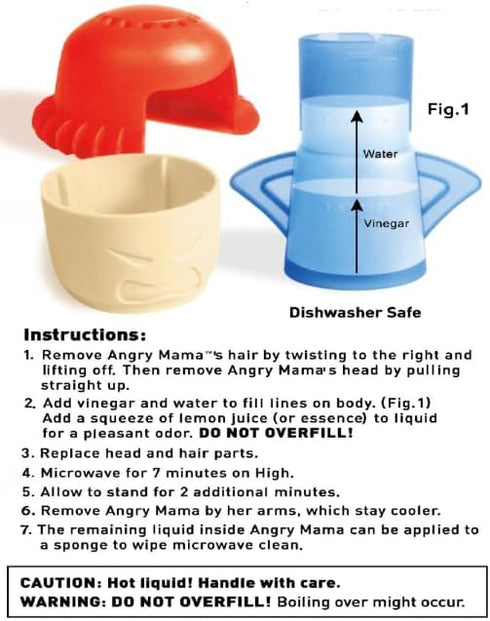 HORNO Angry Mama Microwave Oven Steam Cleaner - Disinfects with Vinegar and Water for Kitchens (Blue)