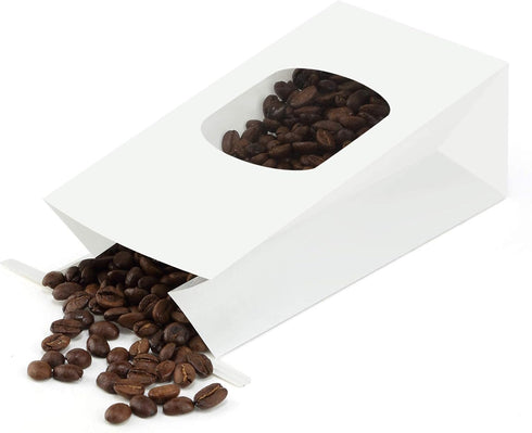 BagDream Bakery Bags with Window, Kraft Paper Bags, 50Pcs, 3.54x2.36x6.7 Inches, Tin Tie Tab Lock, White Window Bags