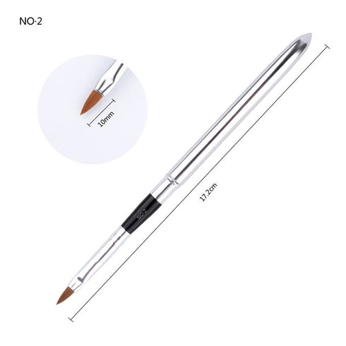 WOKOTO 6pcs Nail Brushes, Silver Metal Handle Nail Art Builder Crystal Carve Brush Set for 3D Pattern Design