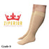 Ziperior 8-15 mmHg Sheer Compression Calf Shin Leg Ultra Thin Closed Toe Socks (Nude, Small-Medium)