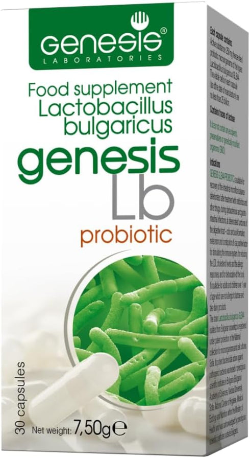 Probiotic Lactobacillus Supplement, 30 Capsules with 250 mg Lactobacillus Bulgaricus for Digestive Immune Support
