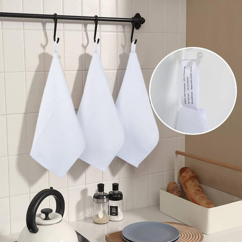 SINLAND 12 Pack Microfiber Cleaning Cloths, 12"x12", White, Absorbent Dish Rags, No Streak Lens Cloths