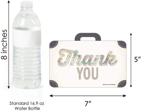 Set 12 Big Dot of Happiness World Awaits - Shaped Thank You Cards - Travel Themed Party Thank You Note Cards