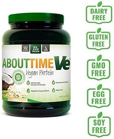 About Time Natural Vegan Protein - Chocolate 2lb, 24g Protein, Non-GMO, Gluten Free, 32 Servings