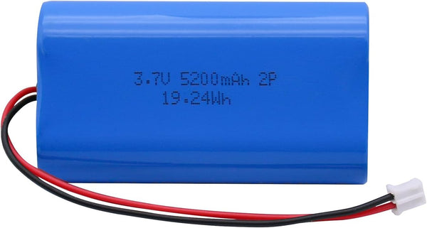 3.7V 5200mAh Rechargeable Batteries - Lithium Ion Battery with PH2.0/2P Connector for DIY Electronics, Toys, Lighting,
