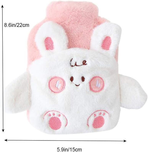SKUZA 2 5.9 8.6in) Hot Water Bottle,Winter Rubber Hot Water Bottle Rabbit Hot Water Bag with Cute Detachable Fleece