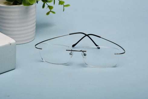 Eyekepper Titanium Rimless Reading Glasses for Men Women - Gunmetal +0.00