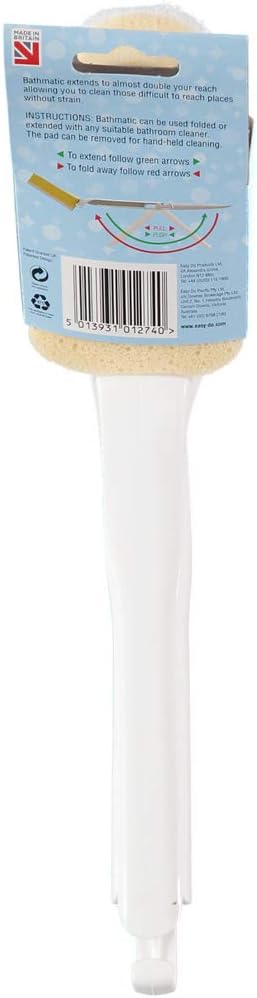 Bathroom Sponge on Handle, 1pk, White, 8-9