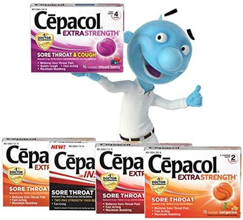 Cepacol Extra Strength Sore Throat Relief Lozenges, Honey Lemon Cough Drops, 16 Count