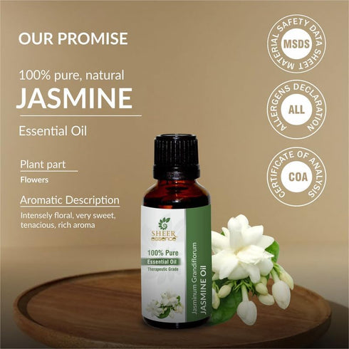 Jasmine Oil - 15 ML (0.51 Fl.OZ), 100% Pure Natural Undiluted Therapeutic Grade