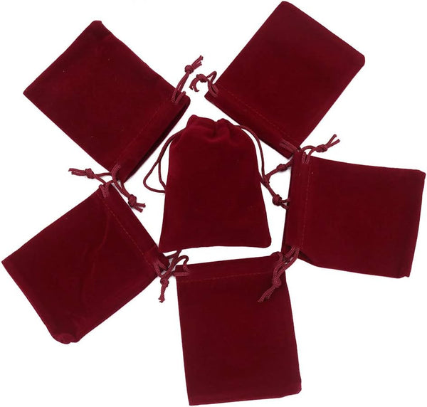 HRX Package Mini Velvet Gift Bag with Drawstring, 20PCS Burgundy Red Velvet Jewelry Pouches
