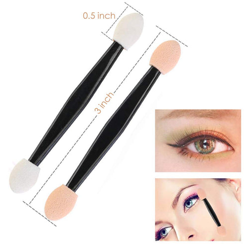 JASSINS 50pcs Eyeshadow Applicators, Disposable Double-Sided Eye Makeup Sponge Brushes