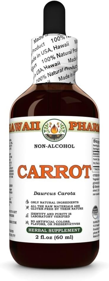 Hawaii Pharm Carrot (Daucus Carota) Dry Root Glycerite, Made in Hawaii, All Natural, Vegan,