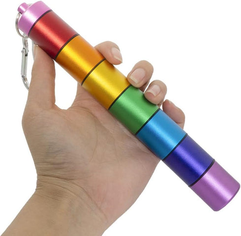 Portable Pill Case Keychain Waterproof 7 Days Pill Holder Travel Container for Outdoor Camping (Rainbow)