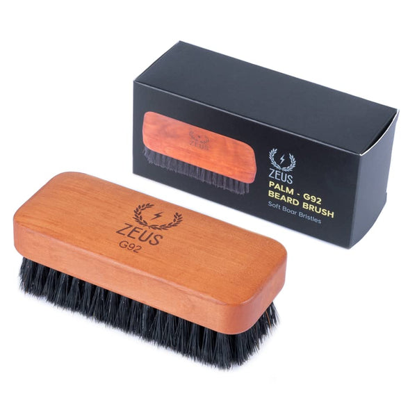 ZEUS Palm Beard Brush, Soft Boar Bristle for Men, Detangles & Smooths Facial Hair (Made in Germany) G92