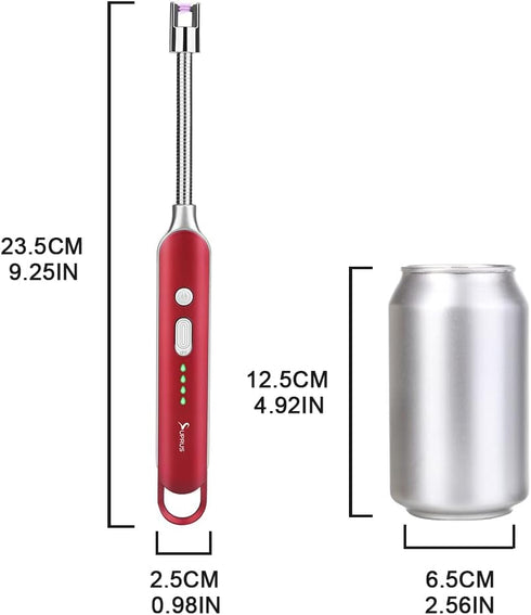SUPRUS Electric Rechargeable Arc Lighter, Long Flexible Neck USB Lighter with LED Battery Display for Candle Cooking
