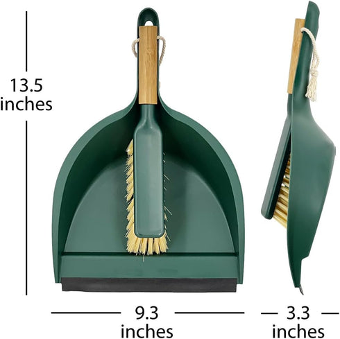 Pine-Sol Set 6 Scrub Brush Cleaning Tool - Heavy Duty Brushes with Bamboo Handles, Dustpan, Shower Squeegee