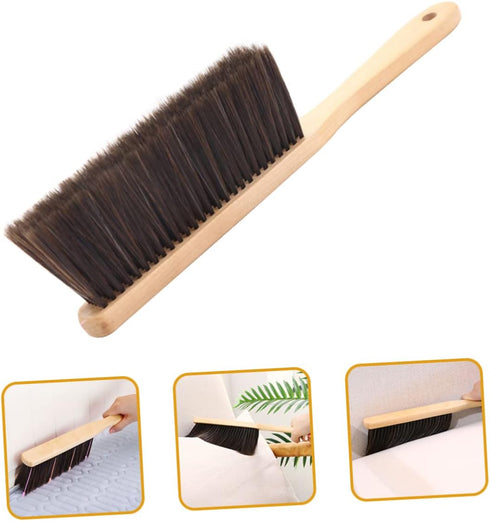 Hand Broom Brush, 3pcs Hand Broom with Wood Handle, Soft Whisk Broom for Cleaning Counter Furniture Carpet