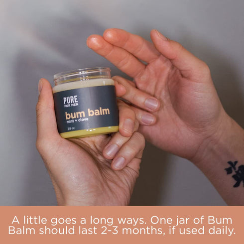Pure for Men Bum Balm - Raw Lotion for Men, All Purpose Skin Hydration & Deodorizing Balm, 3.8 oz.