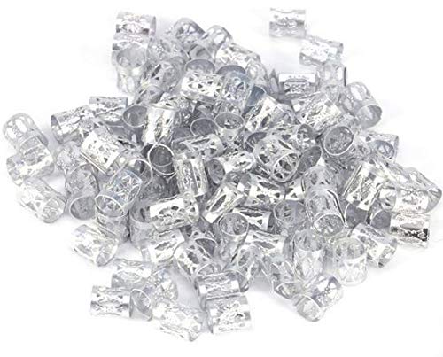 WOIWO 100PCS Aluminum Dreadlocks Beads Dread Locks Adjustable Metal Cuffs Hair Decoration Braiding Hair Jewelry - Silver