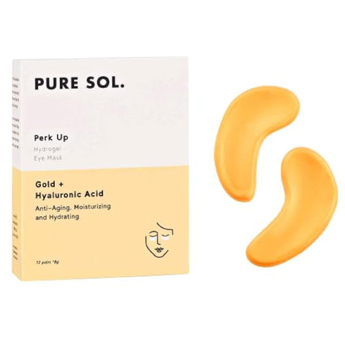 PURE SOL Hydrogel Gold Under Eye Mask - Hyaluronic Acid, Retinol, 12 Pairs for Puffy Eyes, Dark Circles