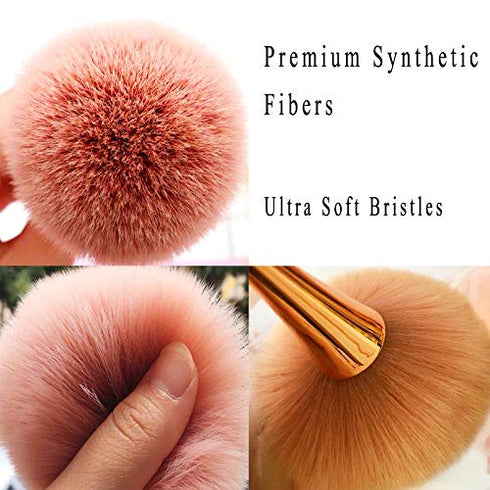 Super Large Mineral Powder Brush, Soft Fluffy Kabuki Makeup Brush for Daily Makeup (Rose Gold Color)