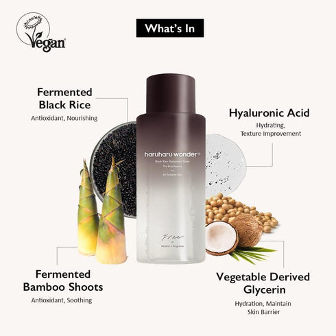 Haruharu Wonder Black Rice Hyaluronic Toner, 10.1 fl.oz / 300ml, Alcohol Free, Vegan, Cruelty Free