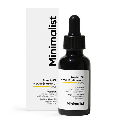 Minimalist Rosehip Oil with Vitamin C - Anti Aging & Glowing Skin, Fades Acne Marks & Scars, 1 Fl Oz / 30 ml
