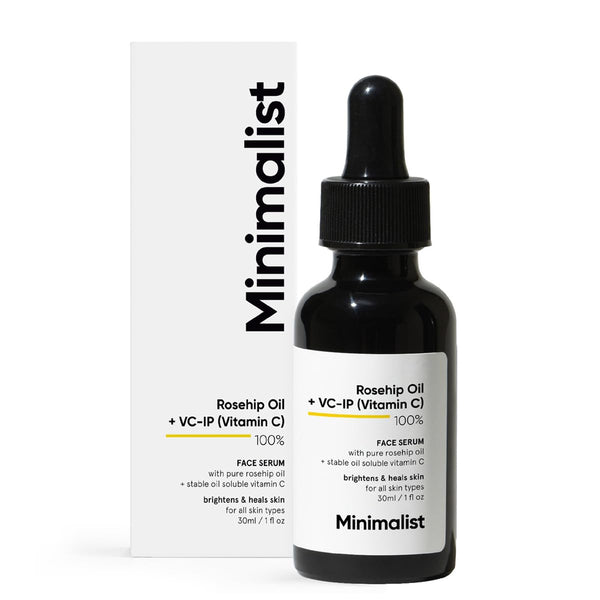 Minimalist Rosehip Oil with Vitamin C - Anti Aging & Glowing Skin, Fades Acne Marks & Scars, 1 Fl Oz / 30 ml