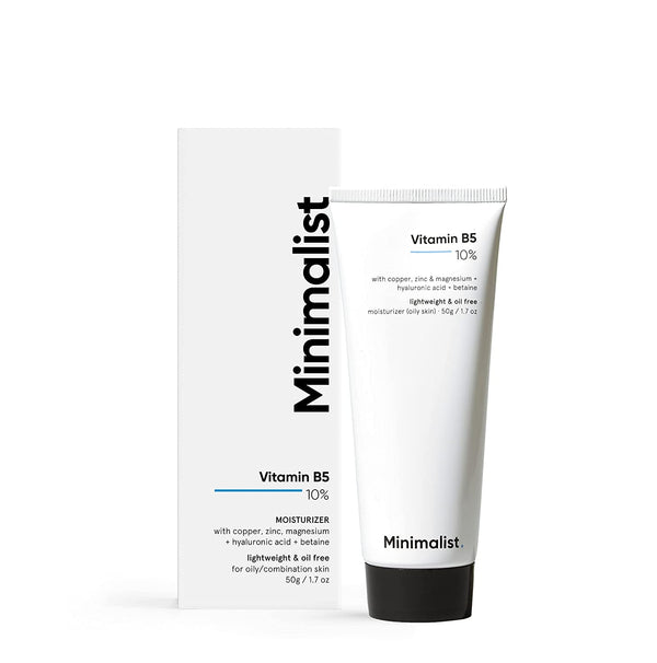 Minimalist 10% Vitamin B5 Face Moisturizer, Oil Free Lightweight Gel for Oily & Acne Prone Skin, 1.7 Oz / 50 gm