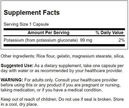 Swanson Potassium (Gluconate) 99 Milligrams, 250 Capsules