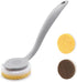 DrDirt Kitchen Sponges with Handle - 2 Round Wood Pulp Dish Sponges & 1 Non-Scratch Scouring Pad for Pans & Sink