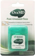 OraMD Oral Care Pure Unwaxed Dental Floss 54.6 Yards - Chemical Free, Shred Resistant - Unscented and Ultraclean Plaque Removal - Teeth and Gum Protection for Adults - Pack of 6