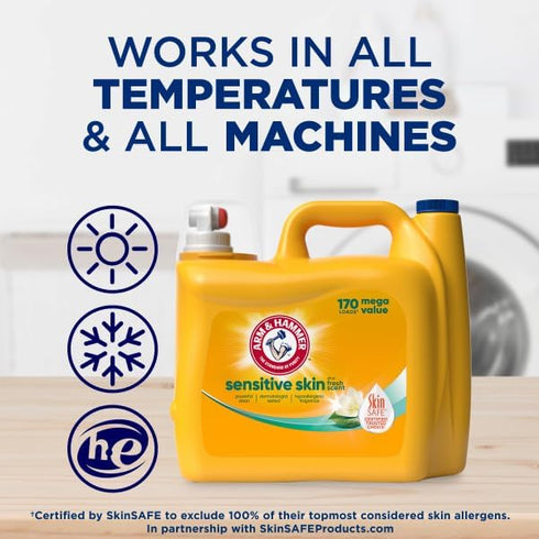 HAMMER 170 170 oz ARM & Sensitive Skin Plus Fresh Scent, Loads Liquid Laundry Detergent, Fl