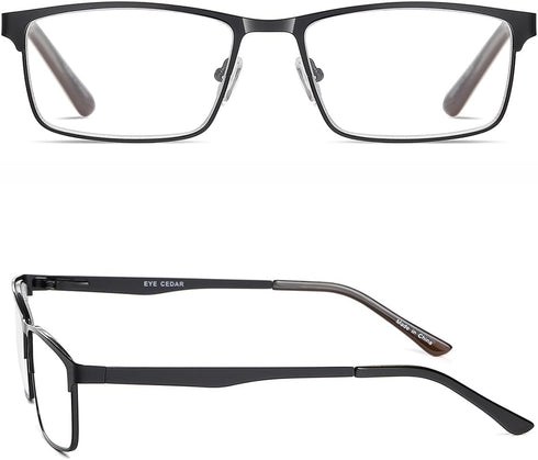 EYECEDAR 5-Pack Reading Glasses for Men, Metal Frame, Spring Hinges, 2.00
