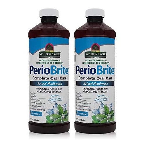 Nature's Answer Periobrite Alcohol-Free Mouthwash, Wintermint, 16 Ounce (2 Pack) - Fluoride Free Natural Breath