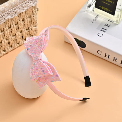 Toddler Headband with Bow, Glitter Headband for Little Girls, Sparkly Hair Accessories for Kids