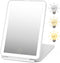 Rechargeable Travel Makeup Mirror, 72 LED Lighted Compact Slim Vanity Mirror with 3 Dimmable Lighting Modes