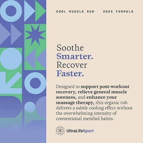 Ultra Life Sport Premium Cooling Muscle Rub Vegan Topical Balm with Peppermint & Bergamot Organic, Non-GMO, Water-Based